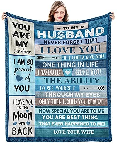 Gifts For Husband Blanket - You Are My Sunshine, To My Husband Blanket - Gift From Wife Anniversary, Valentines, Fathers Day, Christmas, Birthday