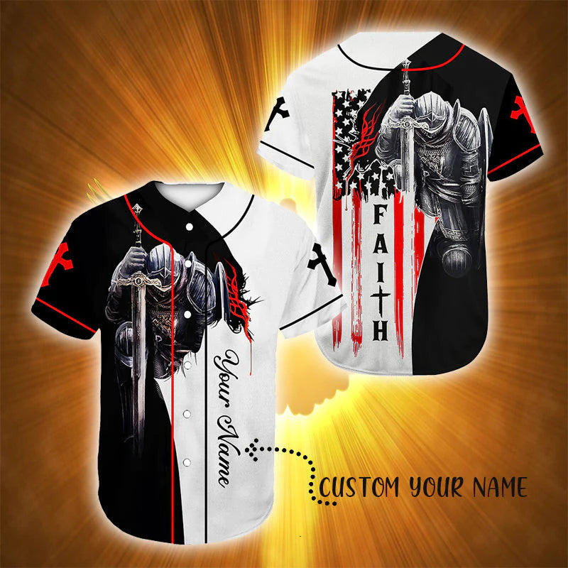 Personalized Jesus Baseball Jersey - Cross, Knight Templar Baseball Jersey - Gift For Christians - Believe And Have Faith Custom Printed Baseball Jersey