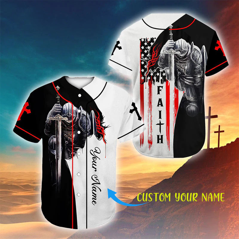 Personalized Jesus Baseball Jersey - Cross, Knight Templar Baseball Jersey - Gift For Christians - Believe And Have Faith Custom Printed Baseball Jersey