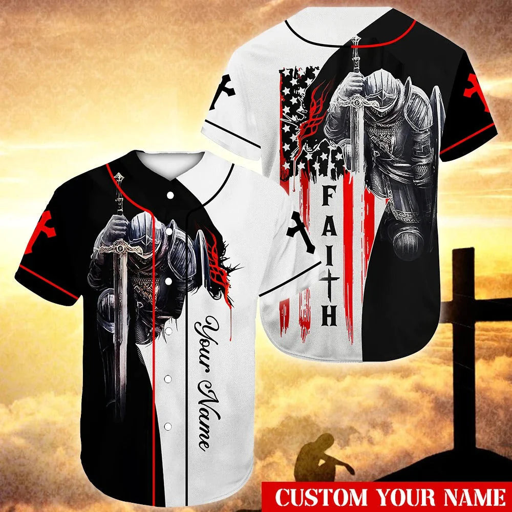 Personalized Jesus Baseball Jersey - Cross, Knight Templar Baseball Jersey - Gift For Christians - Believe And Have Faith Custom Printed Baseball Jersey