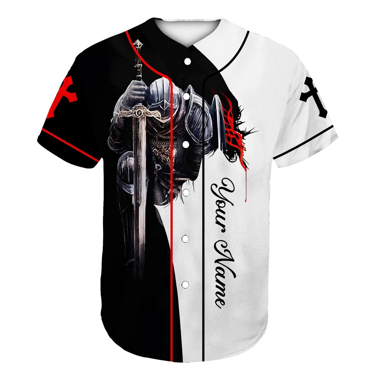 Personalized Jesus Baseball Jersey - Cross, Knight Templar Baseball Jersey - Gift For Christians - Believe And Have Faith Custom Printed Baseball Jersey