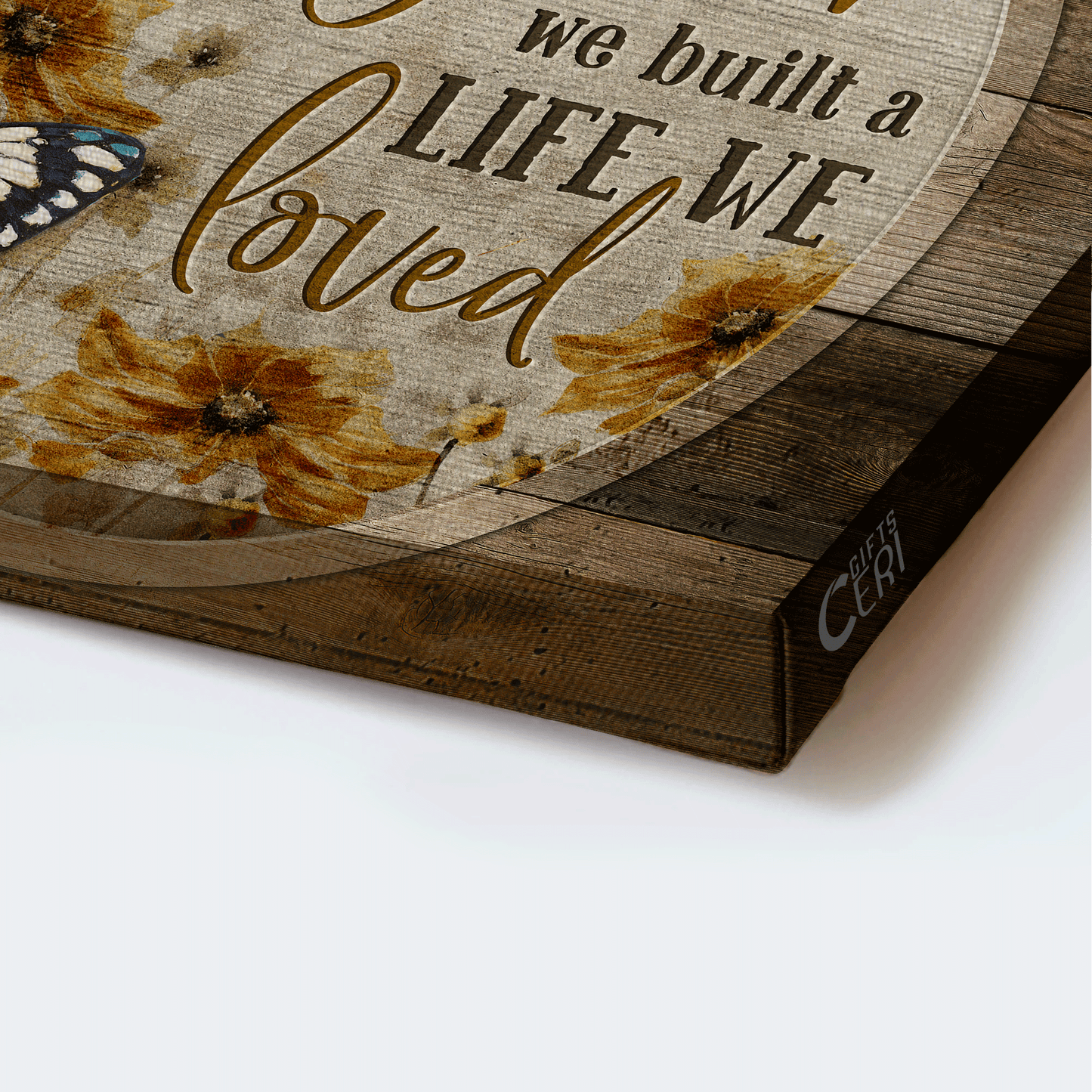 Couple Landscape Canvas - Beautiful butterfly, Yellow daisy Landscape Canvas - Gift For Couple, Spouse, Lover - And So Together We Built A Life We Loved