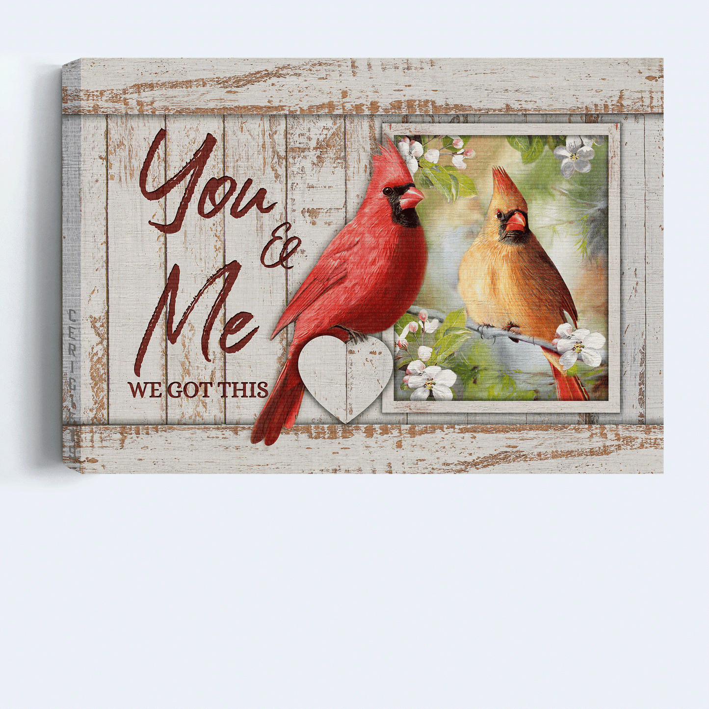 Couple Landscape Canvas - Beautiful cardinal, Jasmine artwork, Pretty forest Landscape Canvas - Gift For Couple, Spouse, Lover - You and me, We got this