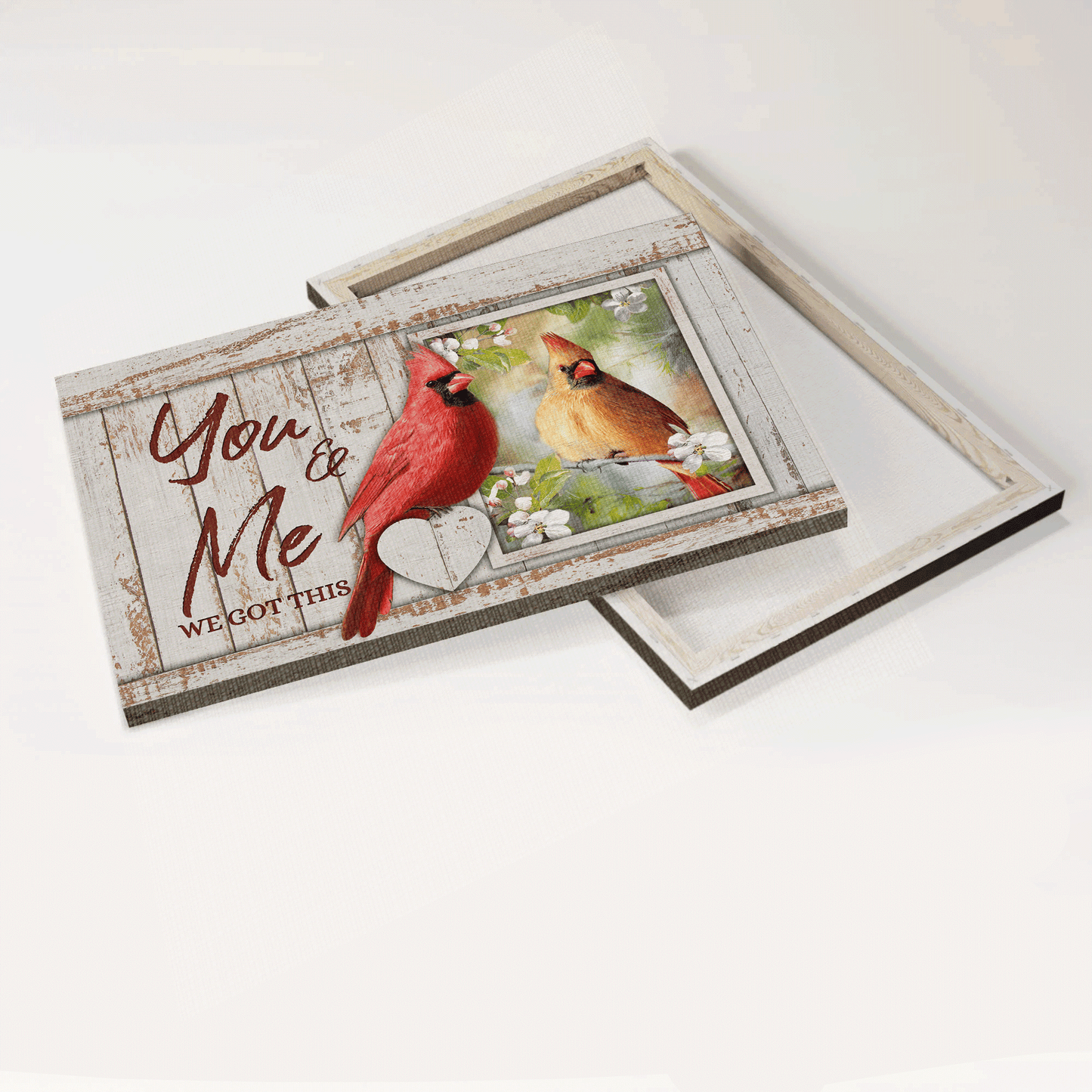 Couple Landscape Canvas - Beautiful cardinal, Jasmine artwork, Pretty forest Landscape Canvas - Gift For Couple, Spouse, Lover - You and me, We got this