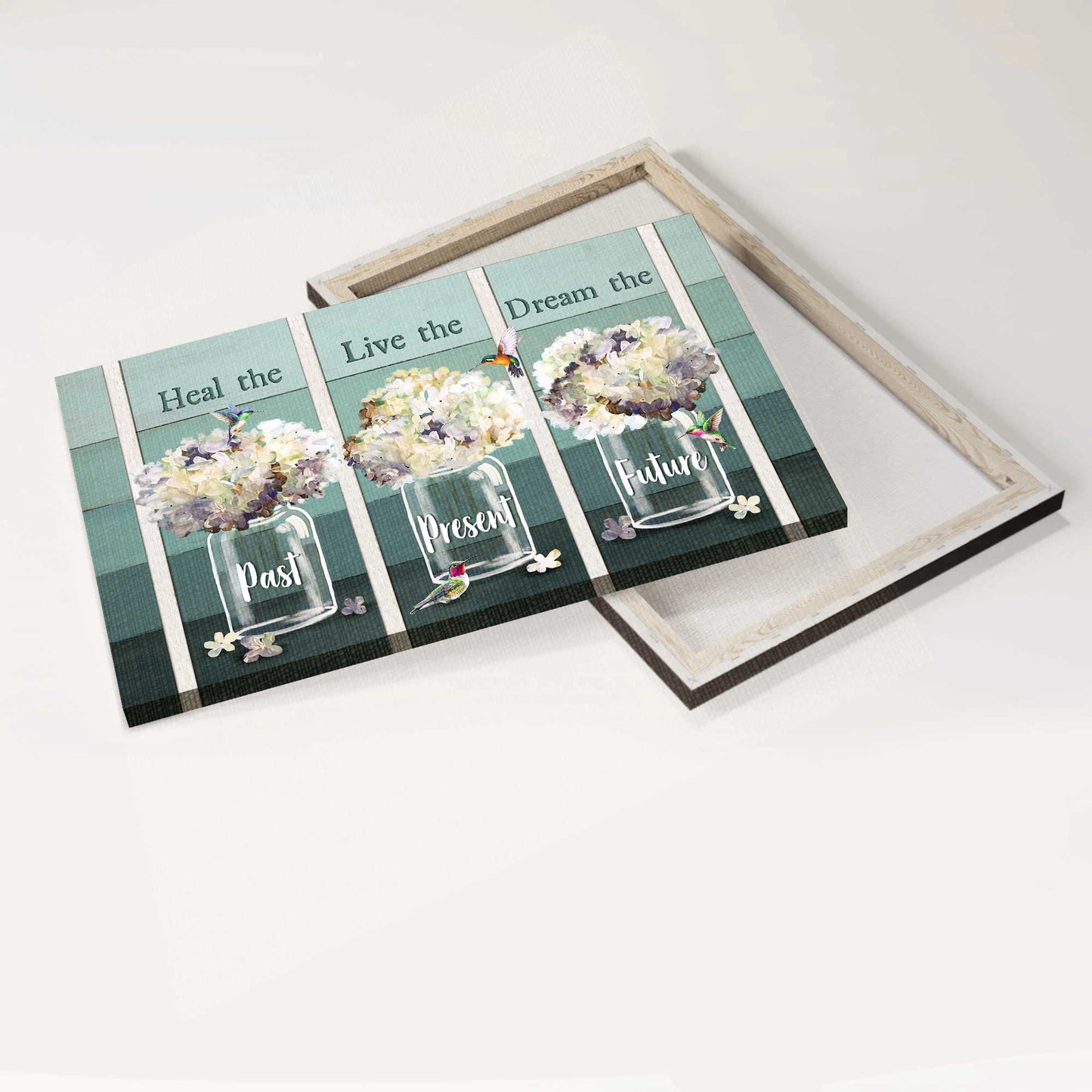 Jesus Landscape Canvas- Abstract Hummingbird, Watercolor Flowers, Inspirational Quote Landscape Canvas- Gift For Religious Christian- Dream The Future