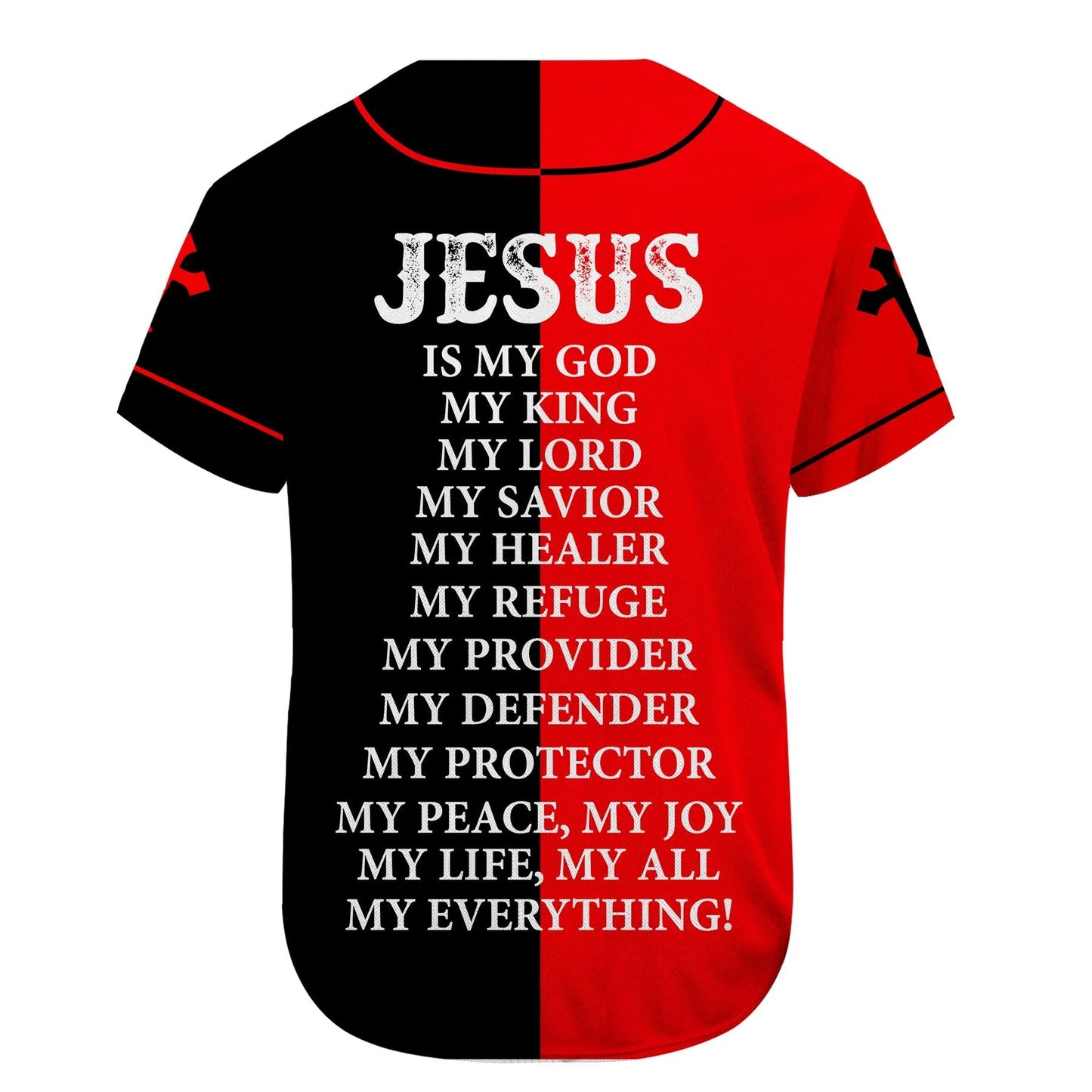 Personalized Jesus Baseball Jersey - Lion, God, Red Black Baseball Jersey - Gift For Christians - Child Of God Custom Baseball Jersey For Men Women