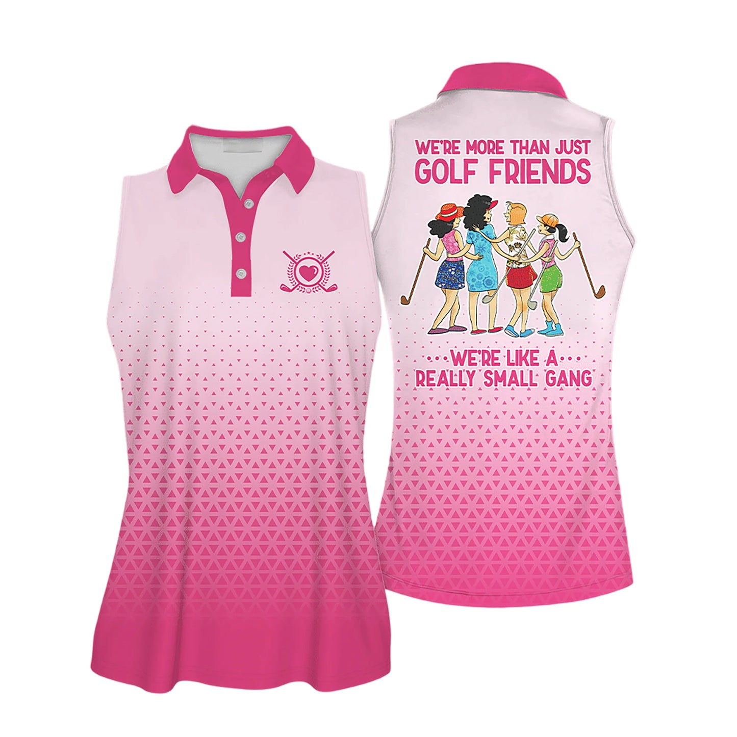Golf Women Sleeveless Athleisure Polo Shirt, Pink Golf Friends Multicolor - Gift For Golfers, Female, Golf Lovers, Mother's Day