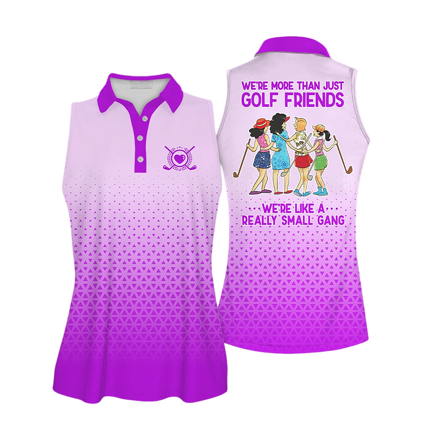 Golf Women Sleeveless Athleisure Polo Shirt, Pink Golf Friends Multicolor - Gift For Golfers, Female, Golf Lovers, Mother's Day