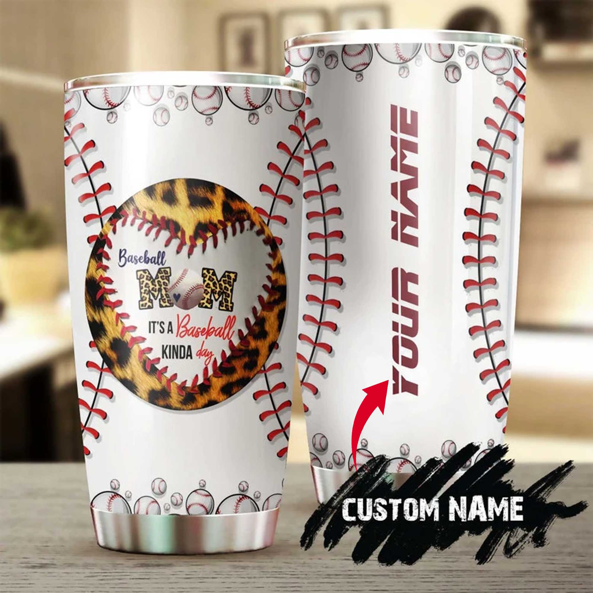 Personalized Mother's Day Gift Tumbler - Custom Gift For Mother's Day, Presents for Mom - Baseball Mom It's A Baseball Kinda Day Tumbler