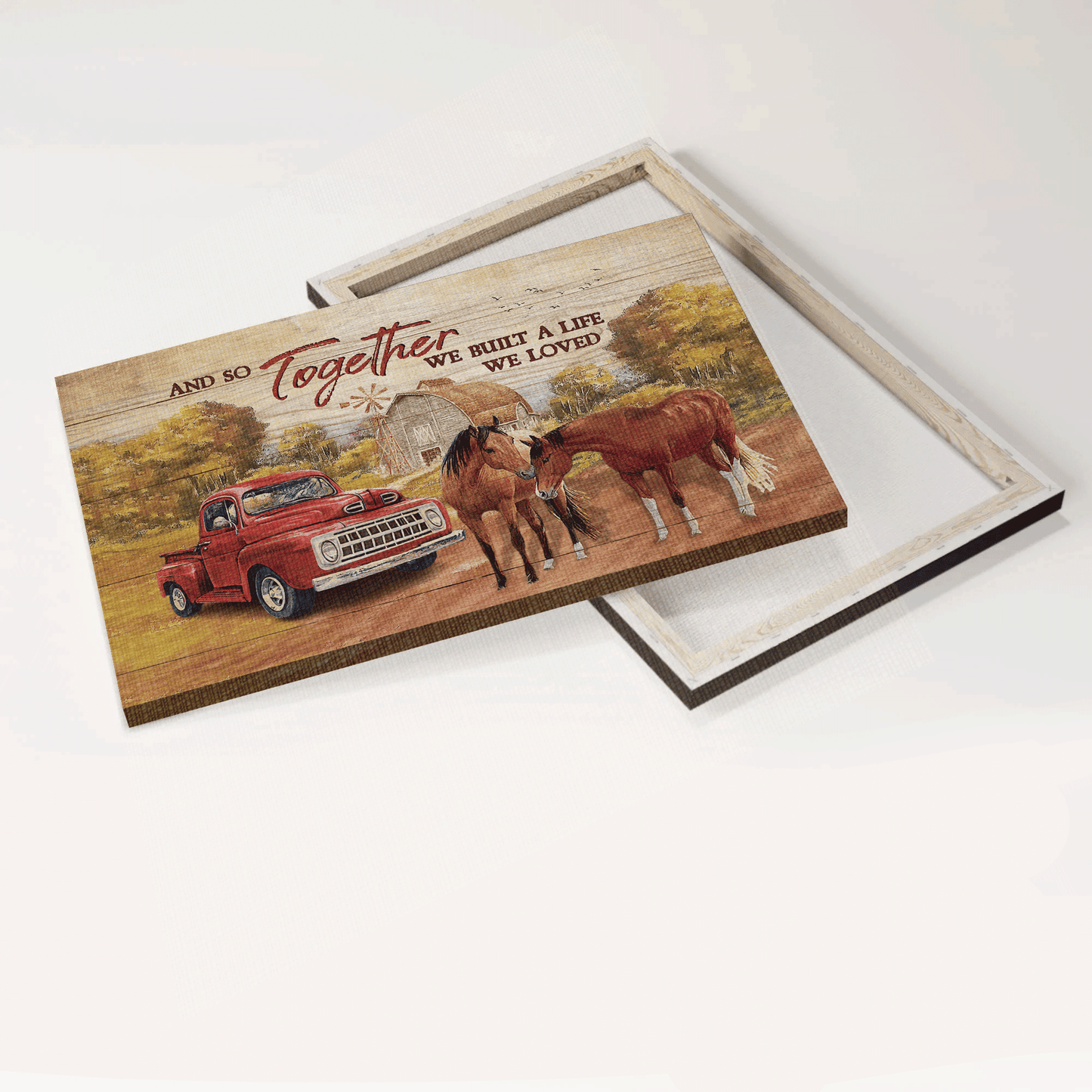 Couple Landscape Canvas - Beautiful countryside, Brown horse, Ladybug car Landscape Canvas - Gift For Couple, Spouse, Lover - We built a life we loved