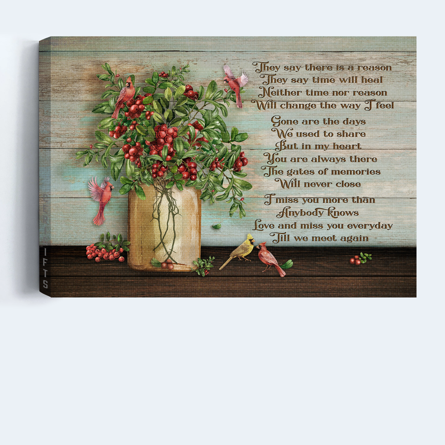 Heaven Landscape Canvas - Beautiful Cranberry Painting, Red Cardinal Landscape Canvas - Memorial Gift For Family Members - They Say There Is A Reason
