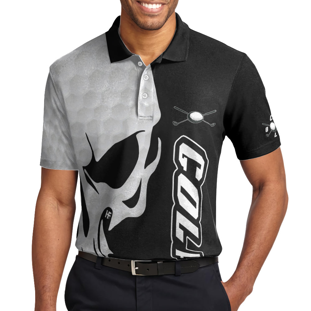 Golf And Skull Golf Men Polo Shirt, Black And White Golf Pattern Polo Shirt, Best Golf Shirt For Men, Best Gift For Golfers