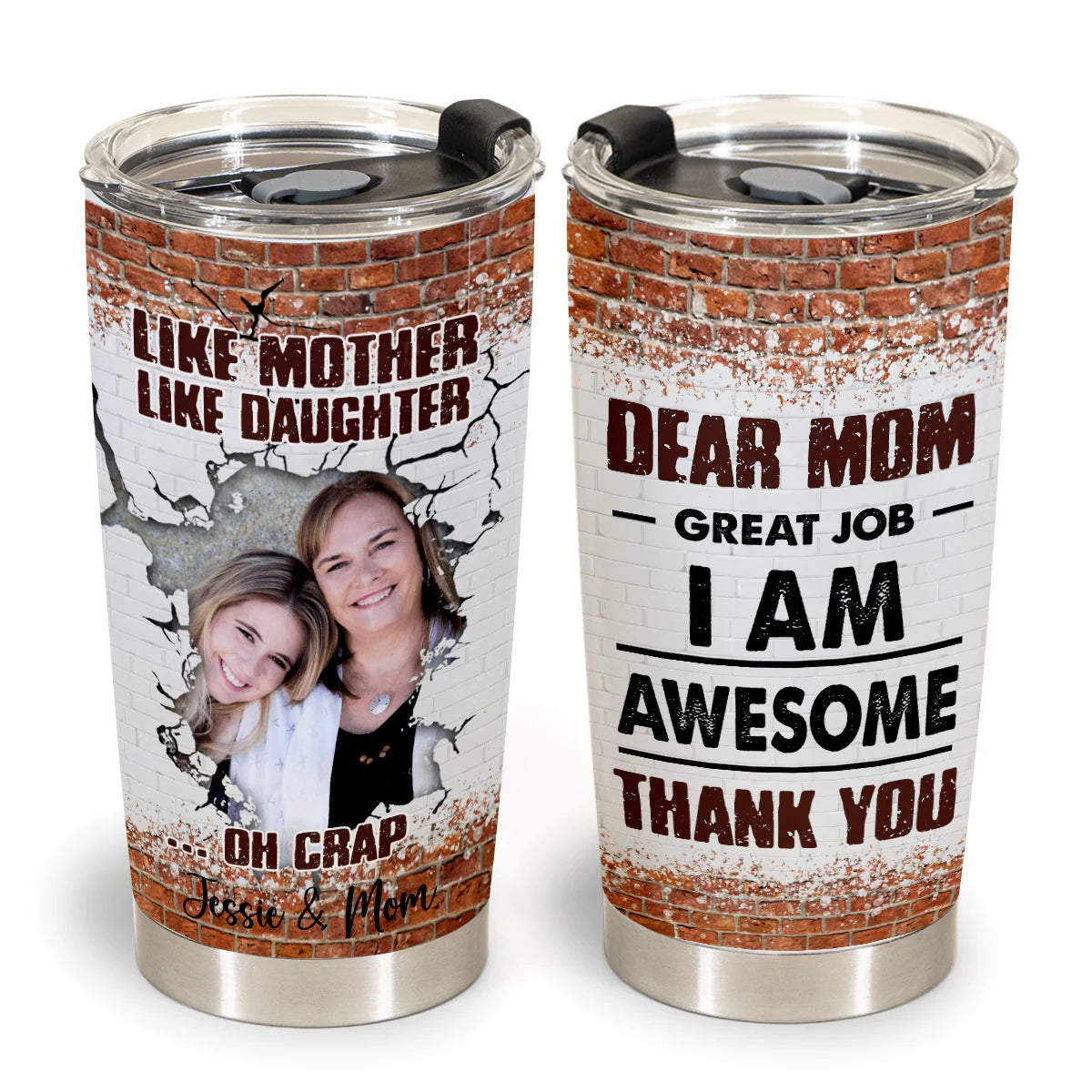 Best Personalized Mother's Day Gifts Tumbler - Custom Gift For Mother's Day, Presents for Mom - Like Mother Like Daughter - Custom Photo Gifts