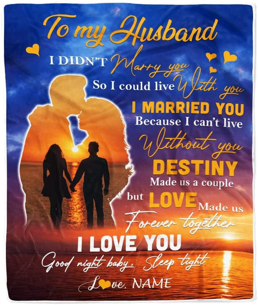 Personalized To My Husband Blanket From Wife, Love Made Us Forever Together Wife Valentines Day,  Birthday Gifts, Wedding Anniversary Fleece Blanket