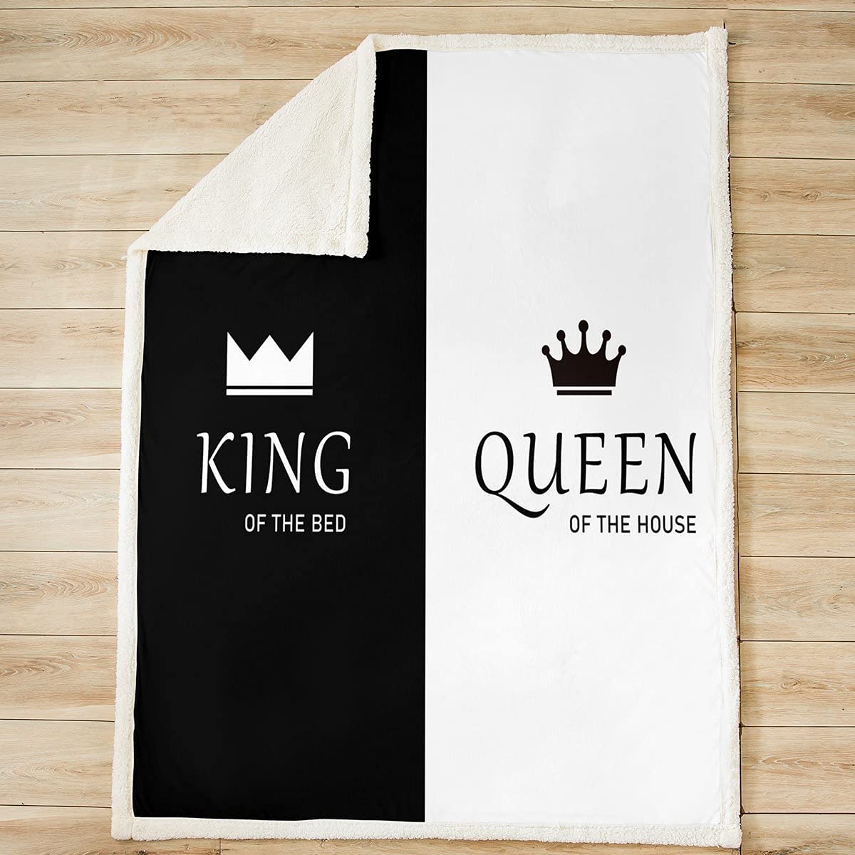 Gift For Couple Blanket - King And Queen Blanket - Valentine's Day Gift for Wife, Husband, Couple, Lover Romantic - Black and White Fuzzy Blanket Room Decor