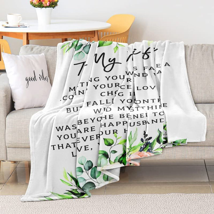 Valentine's Day Gifts For Wife, To My Wife Blanket From Husband, Birthday For Her Soft Throw Blanket, Romantic Valentine’s Day Gifts For Wife
