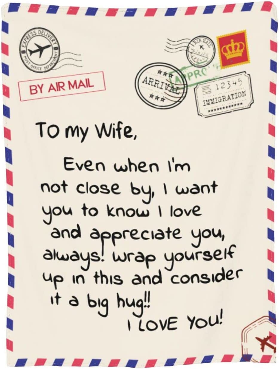 Gift For Wife Blanket - Love Letter To My Wife Throw Blankets, Gift for Wife from Romantic Husband, Couple, Anniversary, Birthday, Christmas, Valentine's Day, Mother's Day, Bed Couch