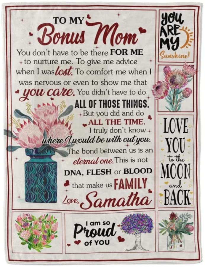 Personalized Mother's Day Blanket, Blanket For Mom, Step Mom Gift, Bonus Mom Blanket, Gift For Birthday Mother Day