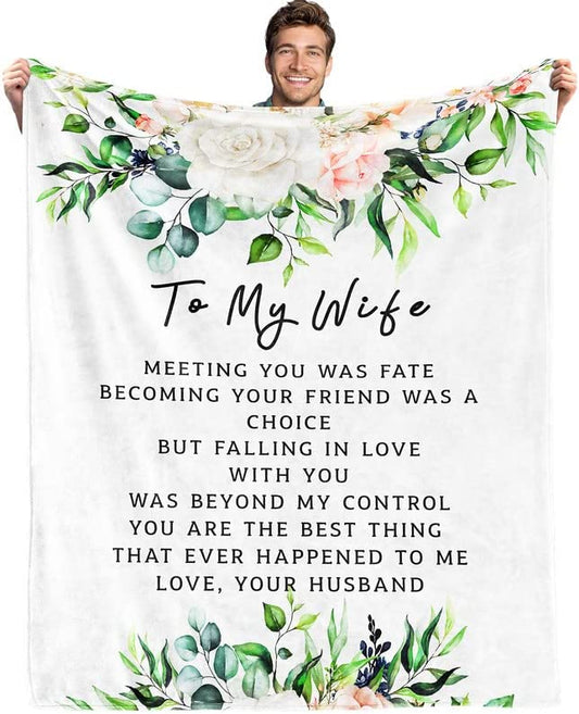 Valentine's Day Gifts For Wife, To My Wife Blanket From Husband, Birthday For Her Soft Throw Blanket, Romantic Valentine’s Day Gifts For Wife