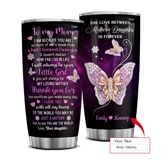 Personalized Mother's Day Gift Tumbler - Custom Gift For Mother's Day, Presents for Mom - Gifts From Daughter Butterfly Jewelry Drawing Tumbler