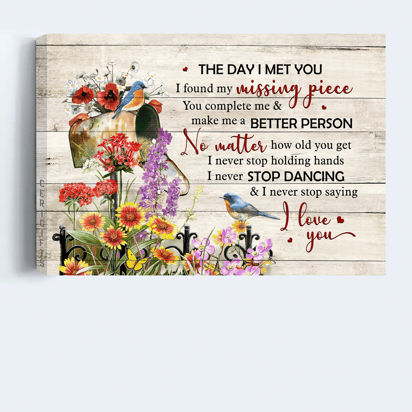 Couple Landscape Canvas- Beautiful Flower Garden, Vintage Birdhouse, Hummingbird Painting Canvas- Gift For Couple, Lover- I Never Stop Saying I Love You