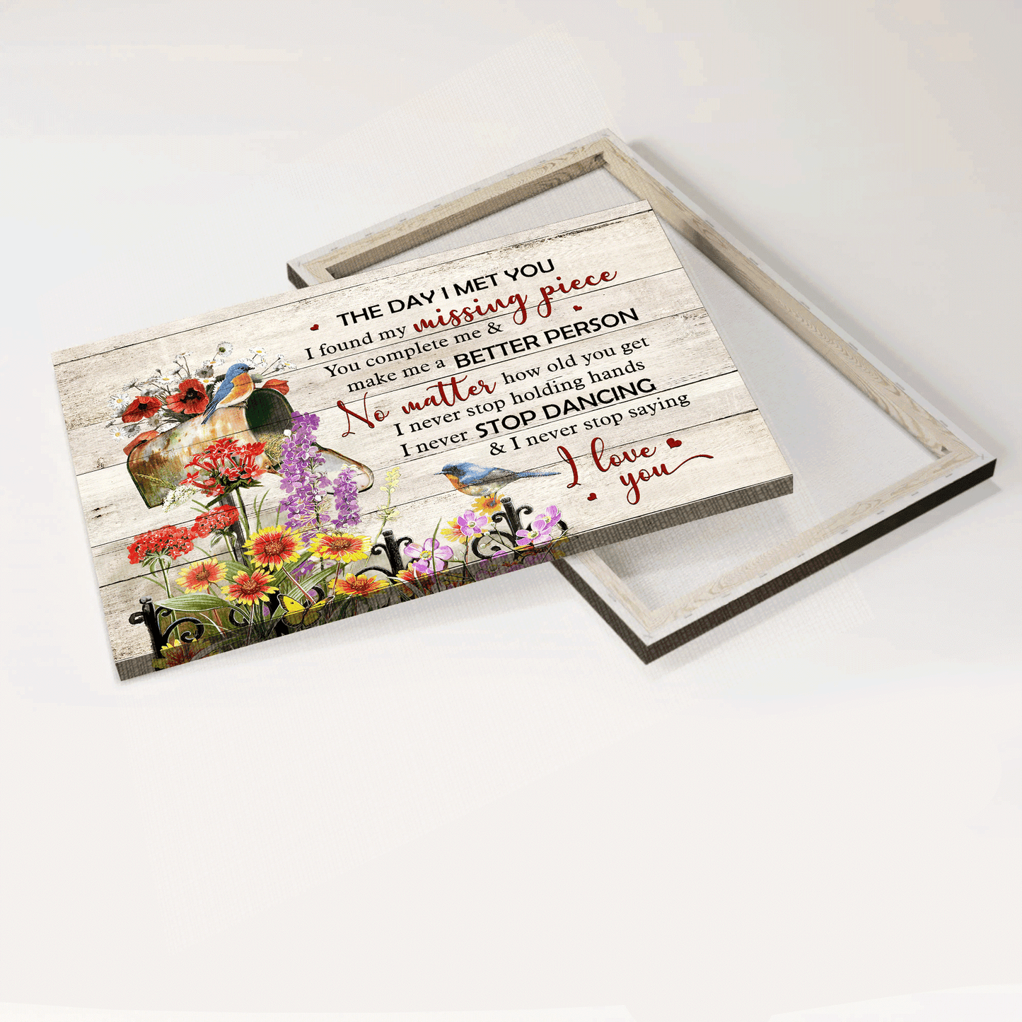 Couple Landscape Canvas- Beautiful Flower Garden, Vintage Birdhouse, Hummingbird Painting Canvas- Gift For Couple, Lover- I Never Stop Saying I Love You