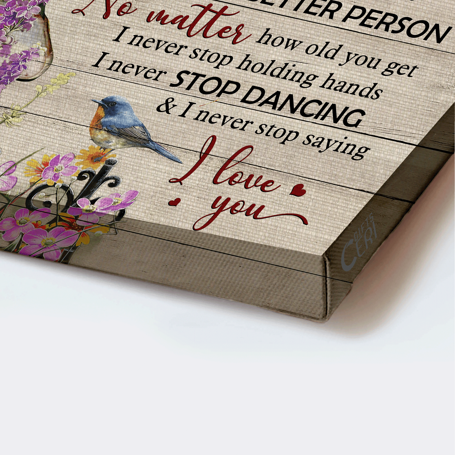 Couple Landscape Canvas- Beautiful Flower Garden, Vintage Birdhouse, Hummingbird Painting Canvas- Gift For Couple, Lover- I Never Stop Saying I Love You