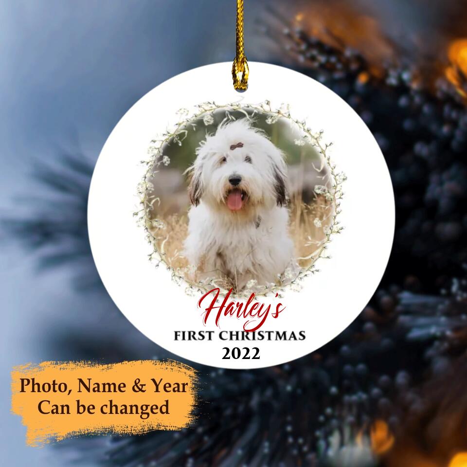 Pet - Personalized Christmas Ornaments - First Christmas - Christmas Memorial Gift For Pet Lovers, Dog Mom, Cat Mom, Cat Dad, Dog Dad, Custom Photo Gift
