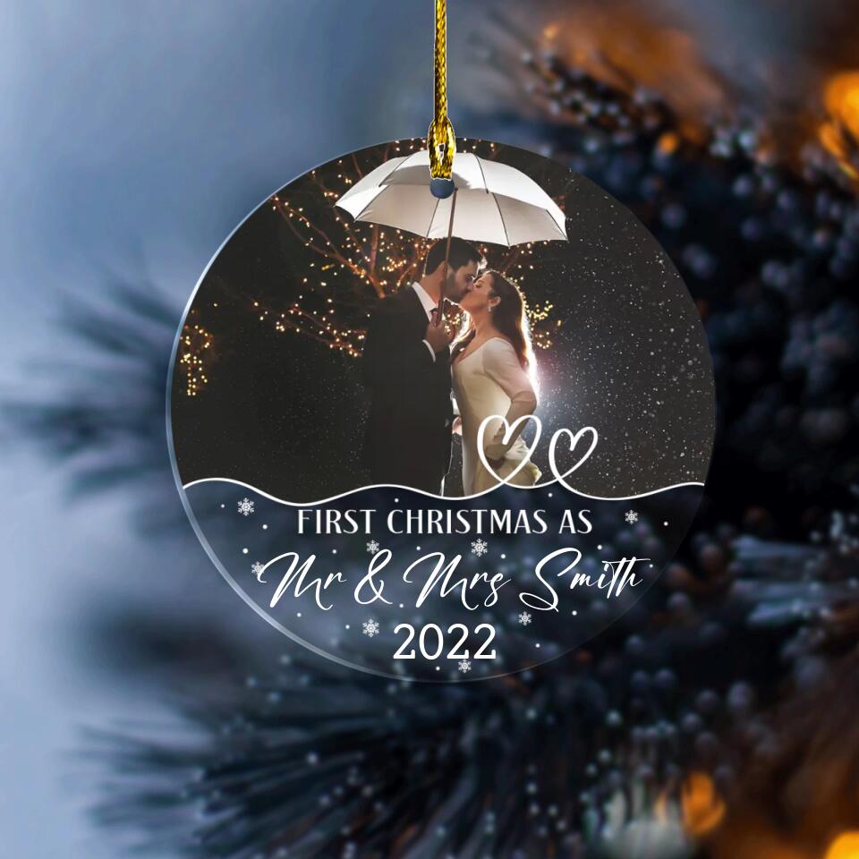 Couple - Personalized Circle Acrylic Ornament - First Christmas - Christmas Gift For Couple, Spouse, Lover, Husband, Wife, Boyfriend, Girlfriend copy