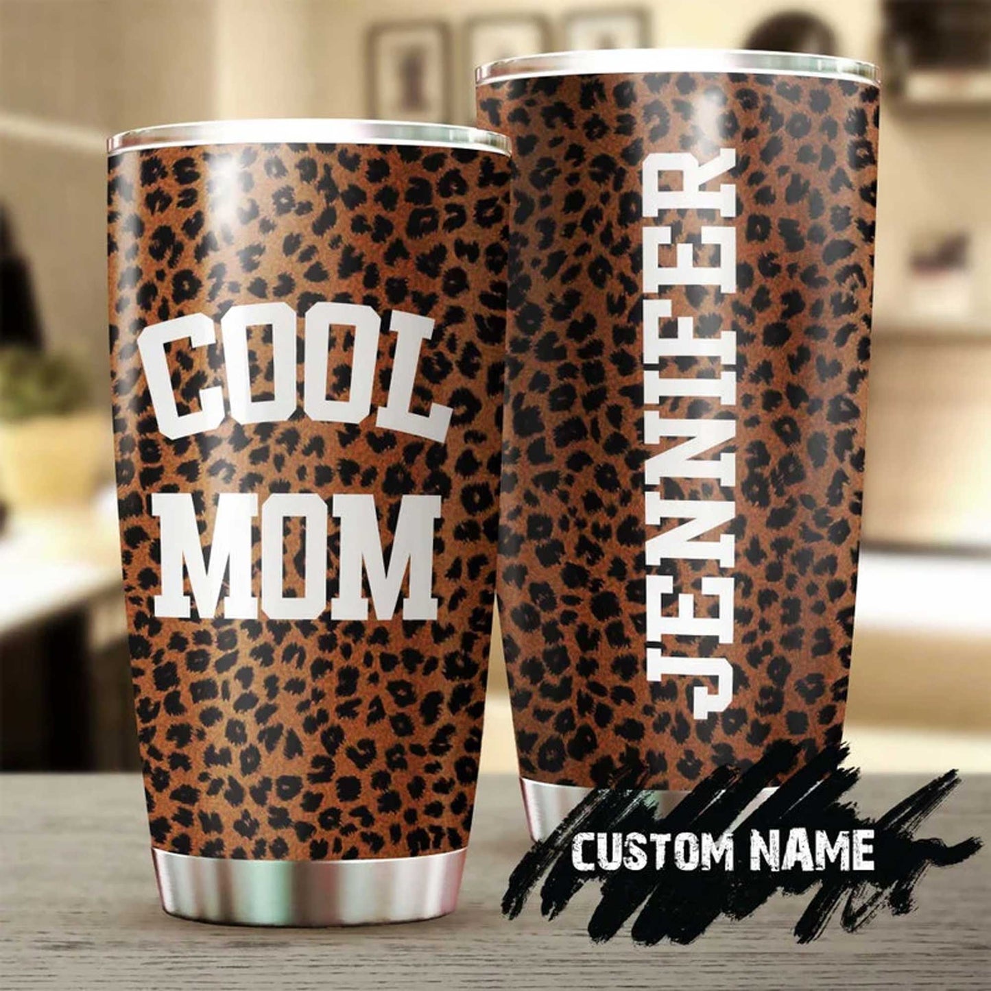 Personalized Mother's Day Gift Tumbler - Custom Gift For Mother's Day, Presents for Mom - Cool Mom, Leopard Pattern Tumbler