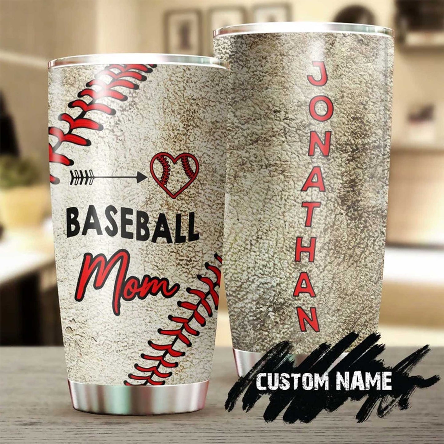 Personalized Mother's Day Gift Tumbler - Custom Gift For Mother's Day, Presents for Mom - Baseball Mom Heart Funny Cute Tumbler