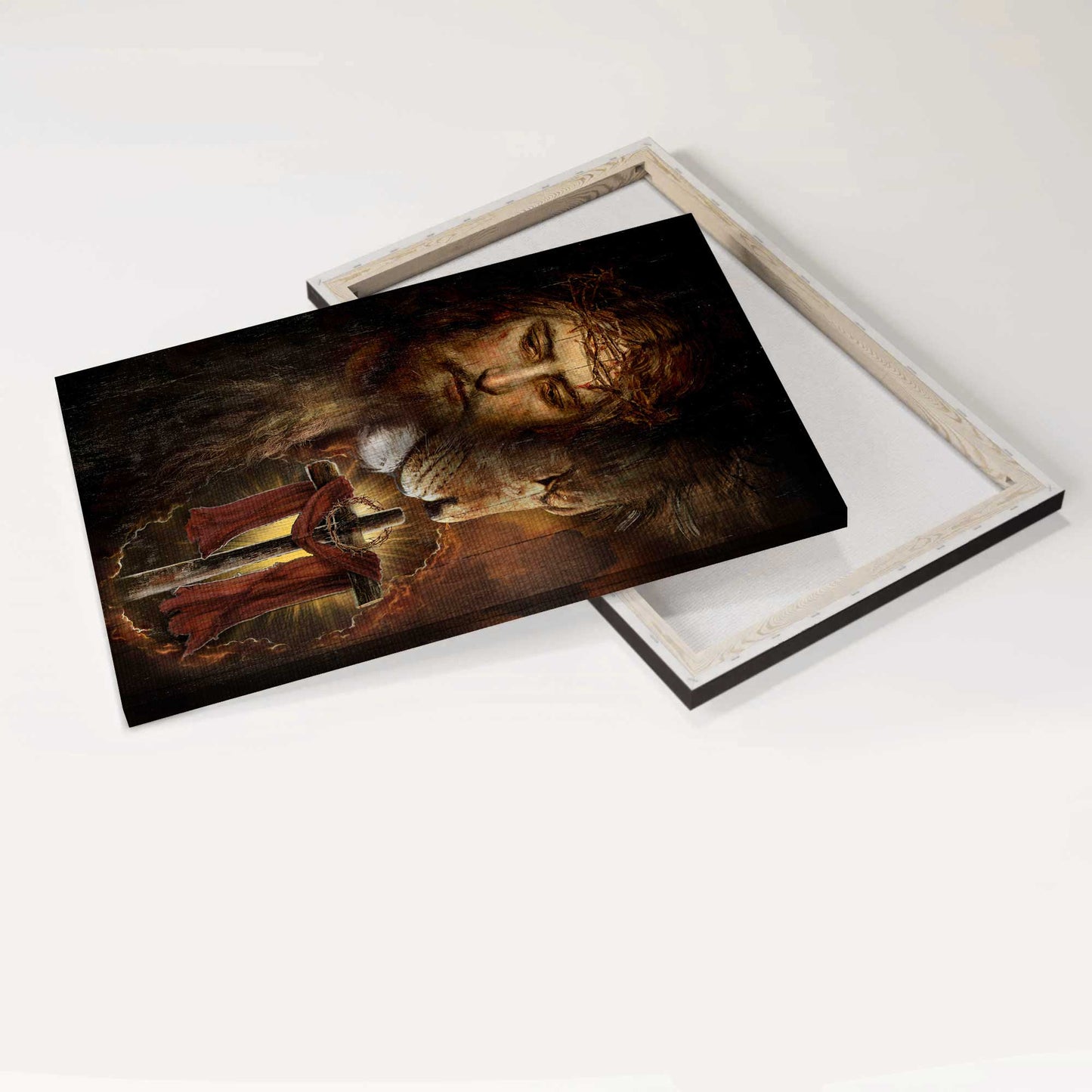 Jesus Portrait Canvas - Lion of Judah, Amazing wooden cross Portrait Canvas - Inspirational gift, Gift For Christian