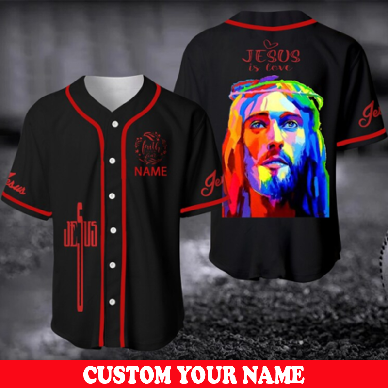 Personalized Jesus Baseball Jersey - God Colorful Baseball Jersey - Gift For Christians - Jesus Is Love Custom Baseball Jersey Shirt For Men Women