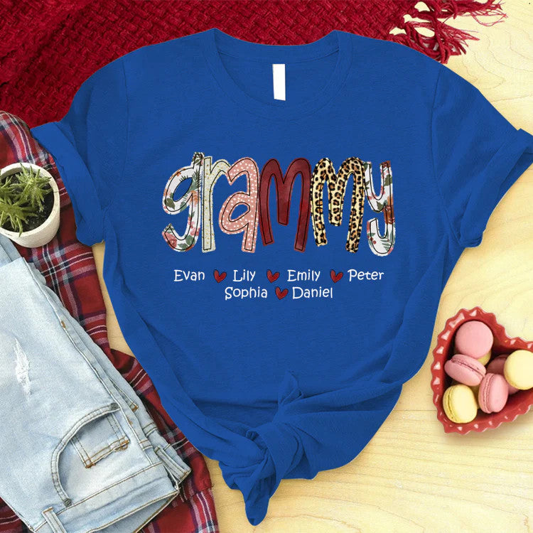 Grammy And Kids Custom T-Shirt, Mother's Day Personalized T-Shirt- Gift For Granma, Mimi, Nana, Grammy