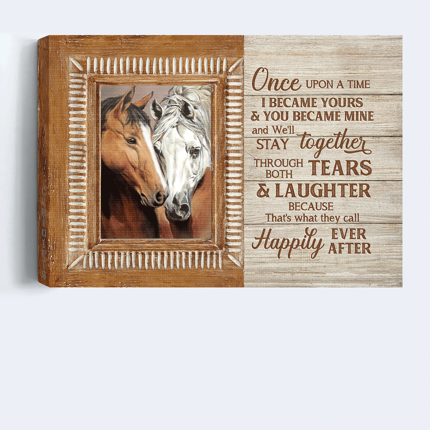 Family Landscape Canvas- Beautiful horse, Brown window canvas- Gift for members family- Once upon a time