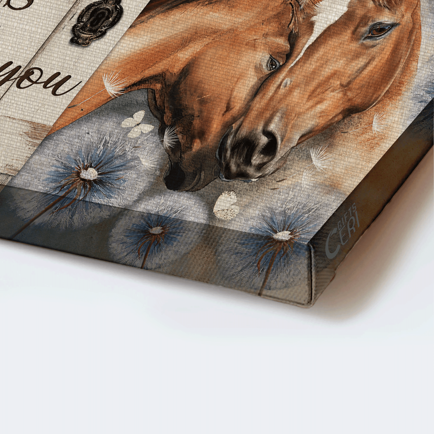 Family Landscape Canvas- Beautiful horse drawing, Dandelion field, Couple horse canvas- Gift for members family, couple- Always beside you