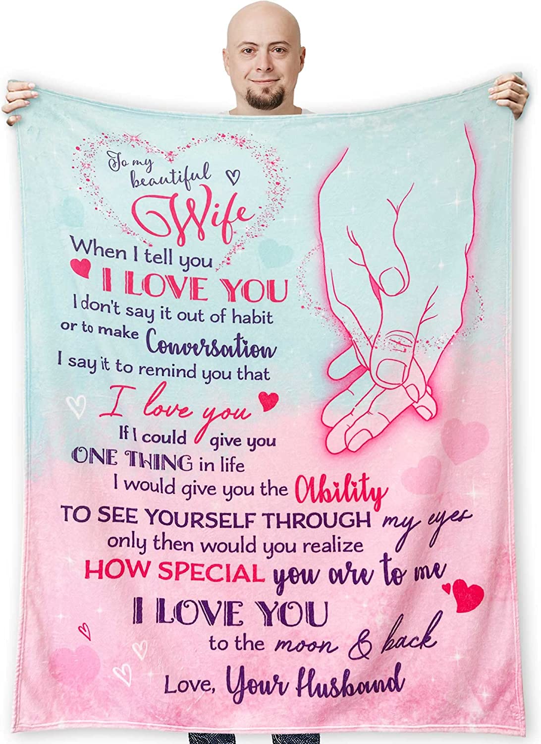 Gifts For Valentine Blanket, To My Wife Blanket From Husband, Gift For Her Valentine's Day Wedding Anniversary Christmas Romantic Gifts for Her Wife Birthday Gift Ideas Presents for Her Wife Blanket
