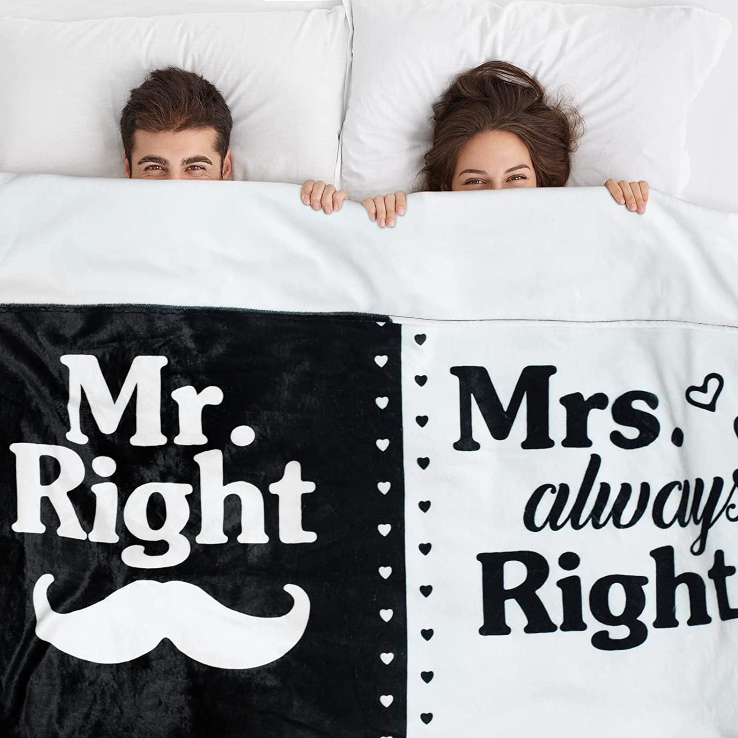 Gift For Couple Blanket - Mr. Right Mrs. Always Right Blanket, Valentine's Gift For Husband Wife, Wedding Engagement Gifts for Husband Wife Newlywed Couples Bride Groom Anniversary Bridal Shower