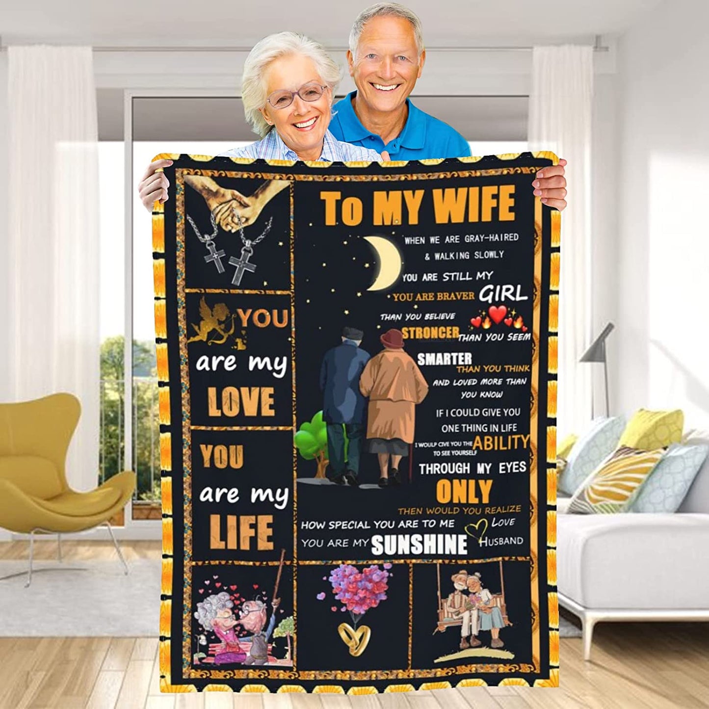 Gift For Wife Blanket - Mother's Day Gift, To My Wife Blanket Anniversary Romantic, Gifts For Wife Birthday, Gifts From Husband Throw Blanket Mothers Day Valentines Day Blanket