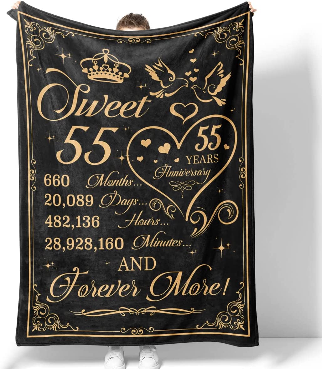 Couple Blanket - Sweet 55Th Anniversary Gift For Couple, Husband, Wife, Birthday, Anniversary Wedding, Christmas, Valentine's Day Blanket - 55 Years Together & Forever More Blanket