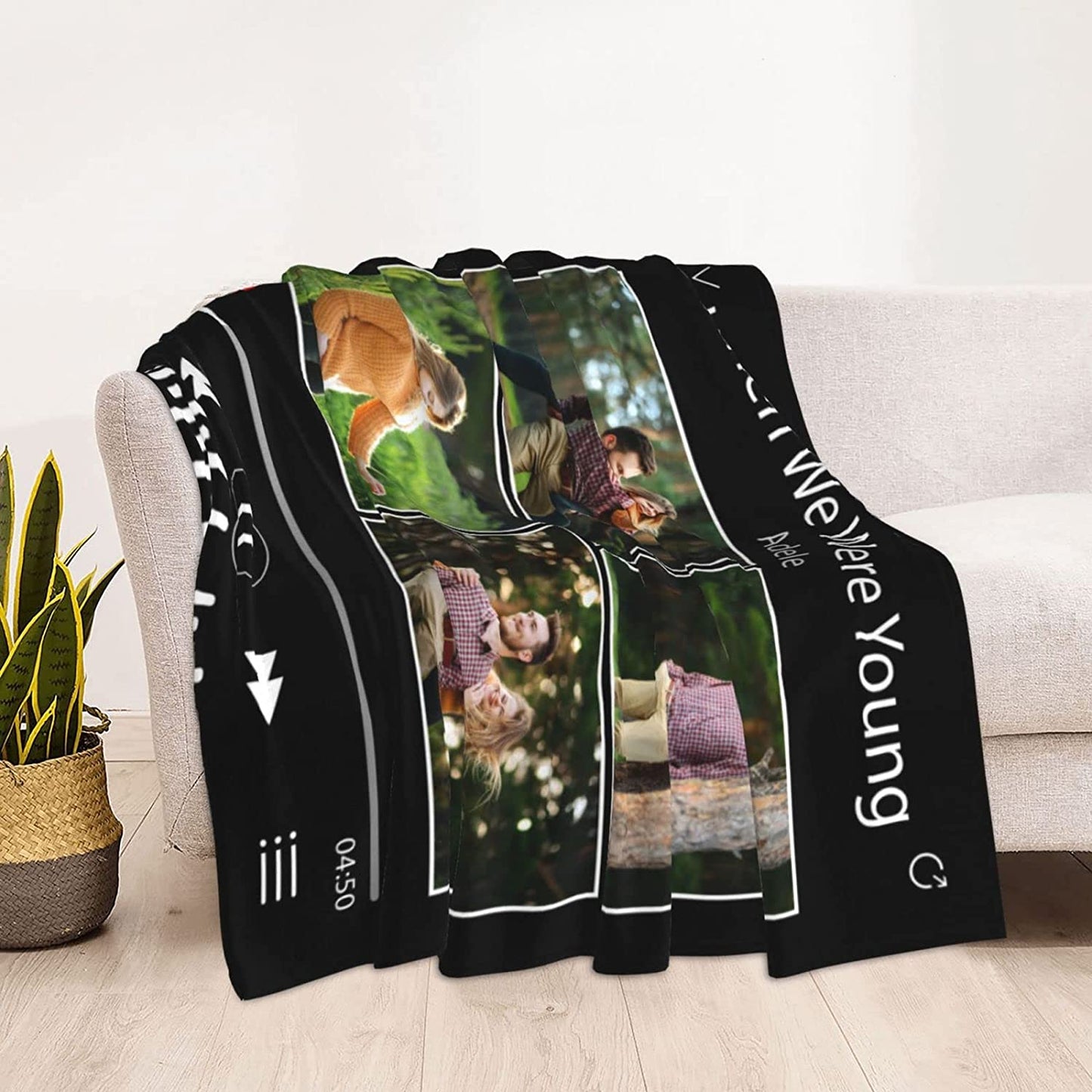 Personalized Valentine Gift For Lovers, Customized Spotify Valentine Blanket, Custom Blankets Using Photos of Family, Friends, Dog, Cat Or Pet