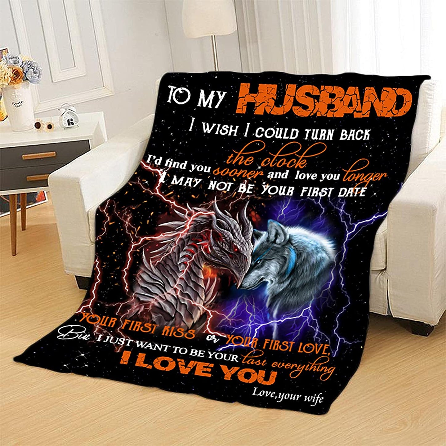 Gift For Husband Blanket - To My Husband Blanket - Gift For Husband From Romantic Wife, Valentines Day, Birthday, Super Soft Fleece Couples Throw Blankets, Gifts Ideas For Bed Sofa Decor