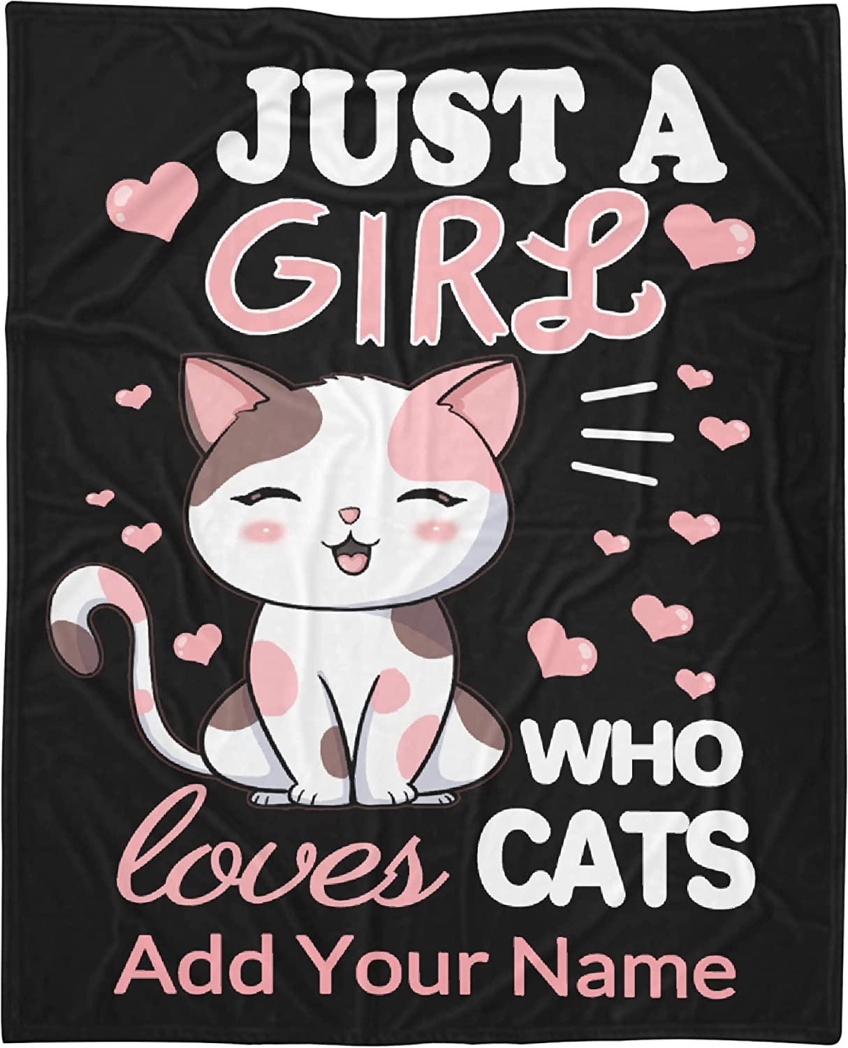 Personalized Cat Blanket - Cute Animals Blankets - Custom Gift For Cat Lovers, Kittens, Daughters, Women, Kids - Just A Girl Who Loves Cats Blankets