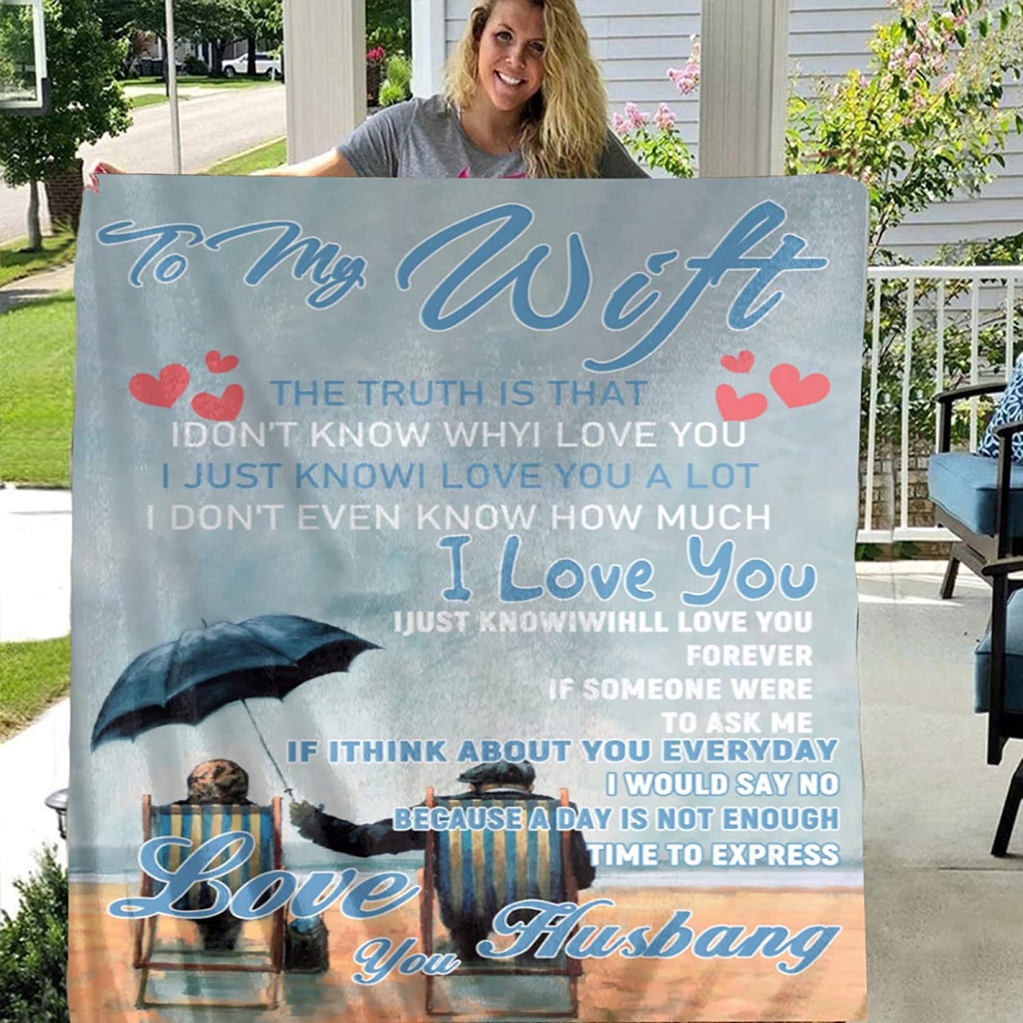 Gift For Wife Blanket - To My Wife, Old Couple Printed Blanket - Gift For Wife From Husband, Birthday, Christmas, Valentines, Anniversary Blanket