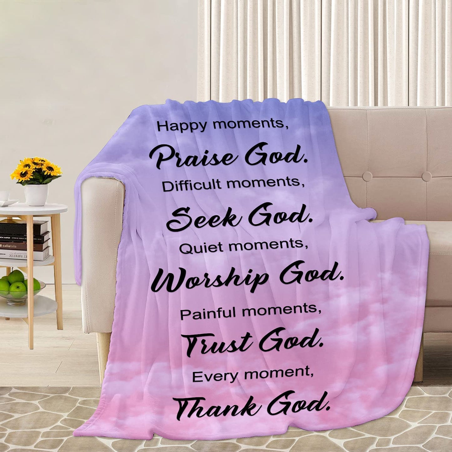 Jesus Blanket - Bible Verse, Inspirational Thoughts, Prayers Blanket - Gift For Christian - Thank God Blanket