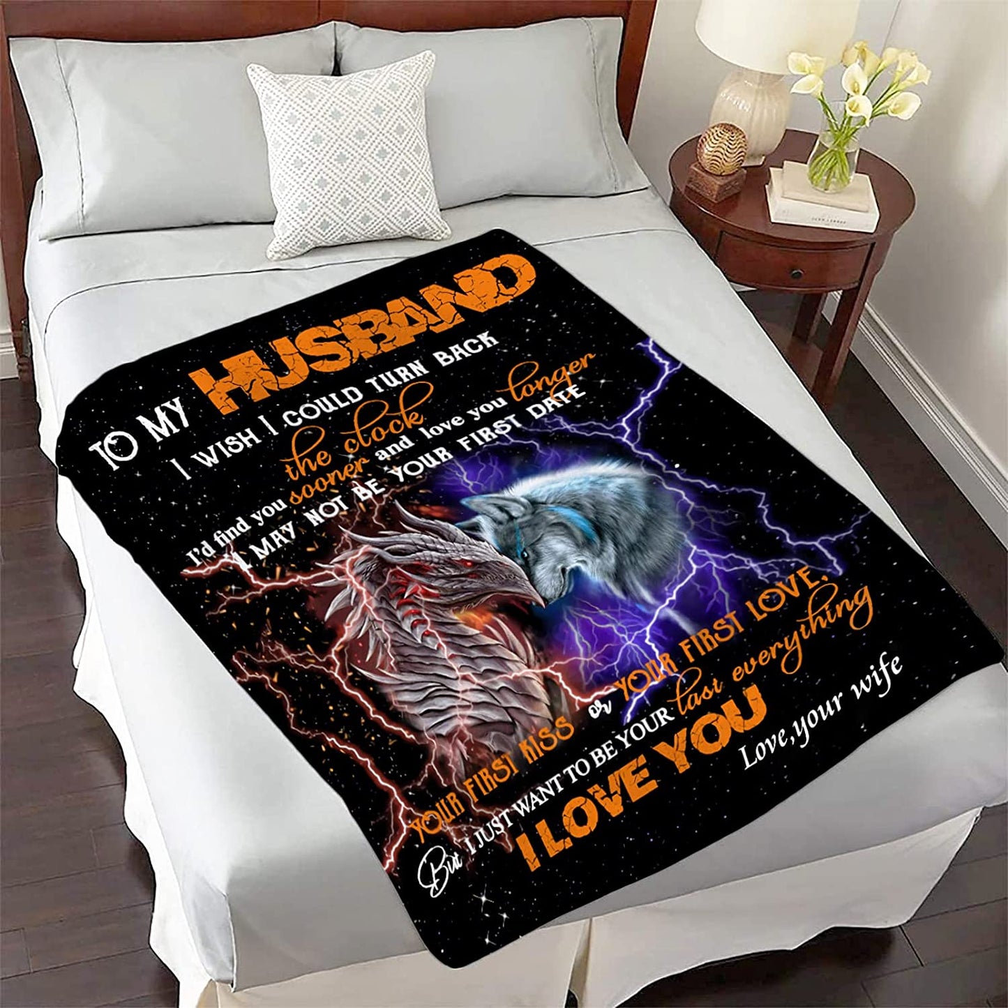 Gift For Husband Blanket - To My Husband Blanket - Gift For Husband From Romantic Wife, Valentines Day, Birthday, Super Soft Fleece Couples Throw Blankets, Gifts Ideas For Bed Sofa Decor