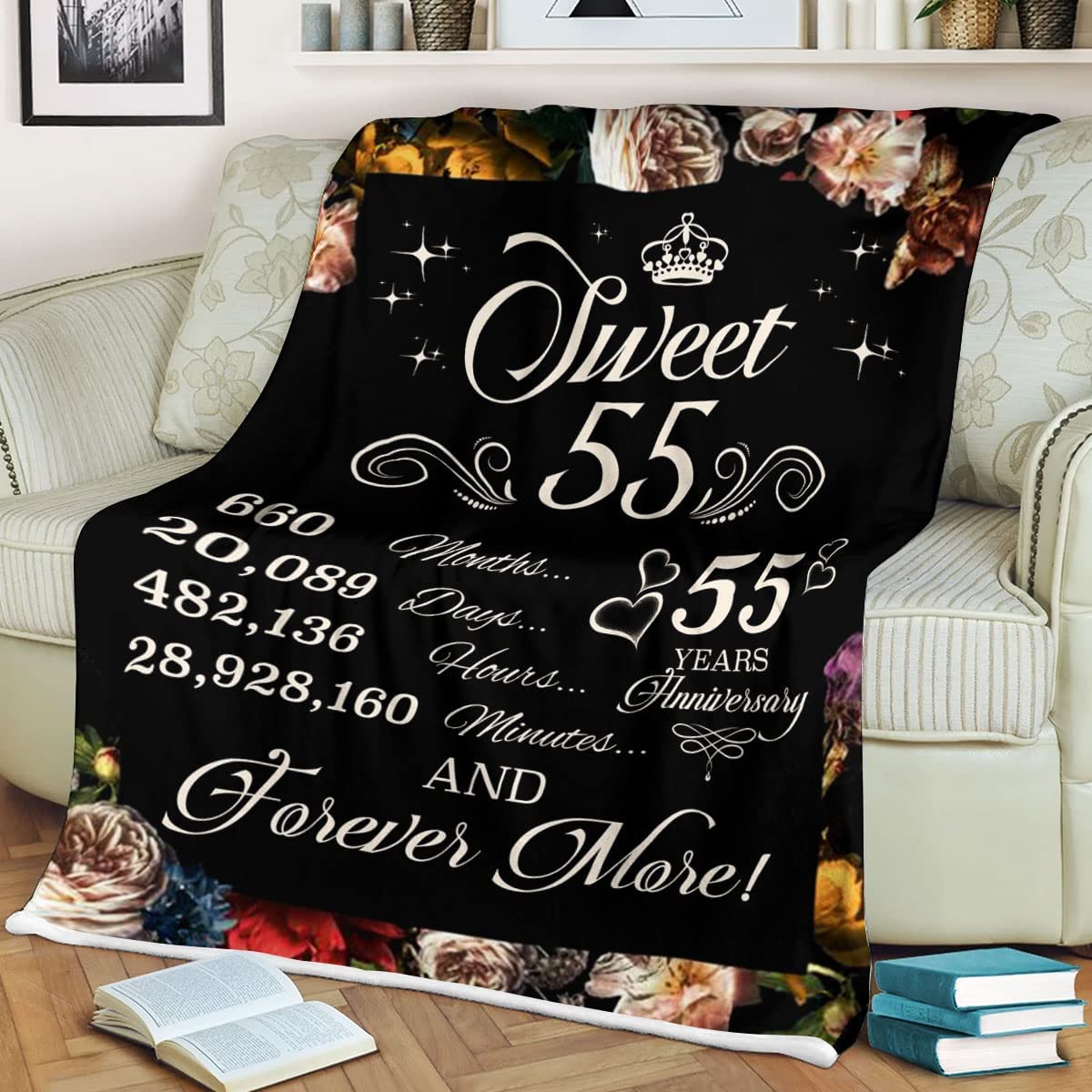 Couple Blanket - 55Th Anniversary Gift For Couple, Husband, Wife, Birthday, Anniversary Wedding, Christmas, Valentine's Day Blanket - 55 Years Together & Forever More Blanket