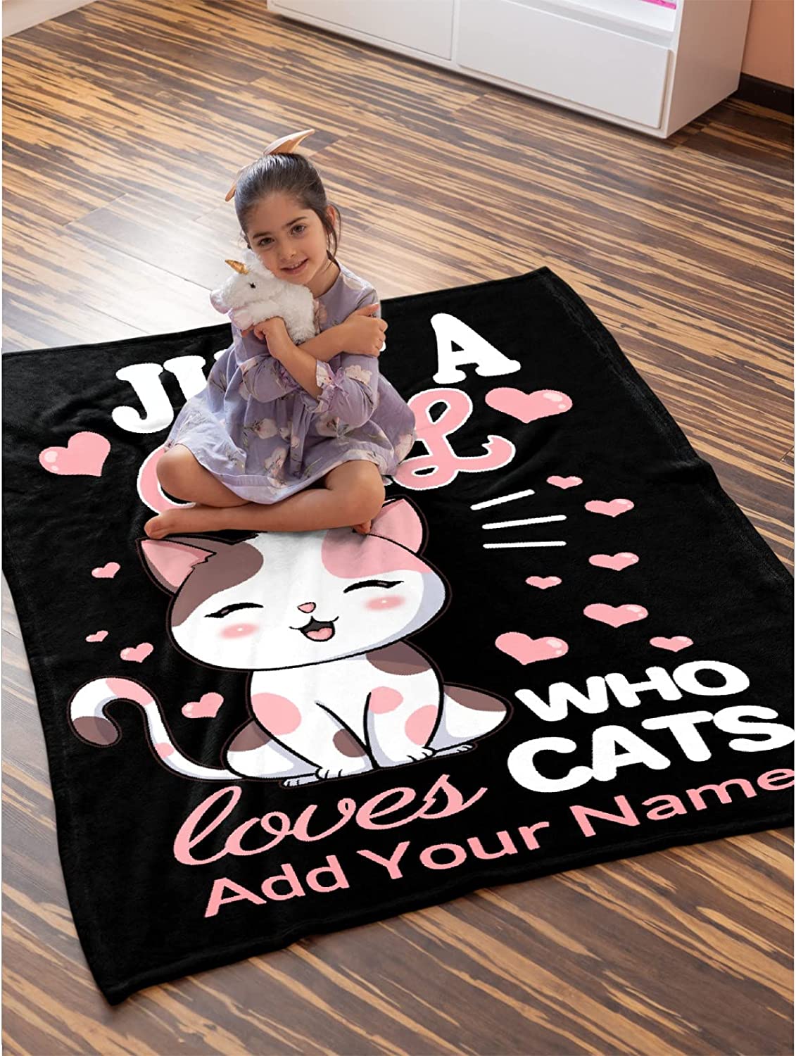 Personalized Cat Blanket - Cute Animals Blankets - Custom Gift For Cat Lovers, Kittens, Daughters, Women, Kids - Just A Girl Who Loves Cats Blankets