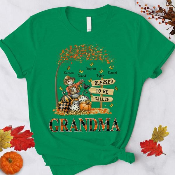 Grandma and Kids Custom Name T-shirt, Blessed To Be Called Personalized Shirt - Perfect Gift For Gigi, Nana, Mimi, Grandma