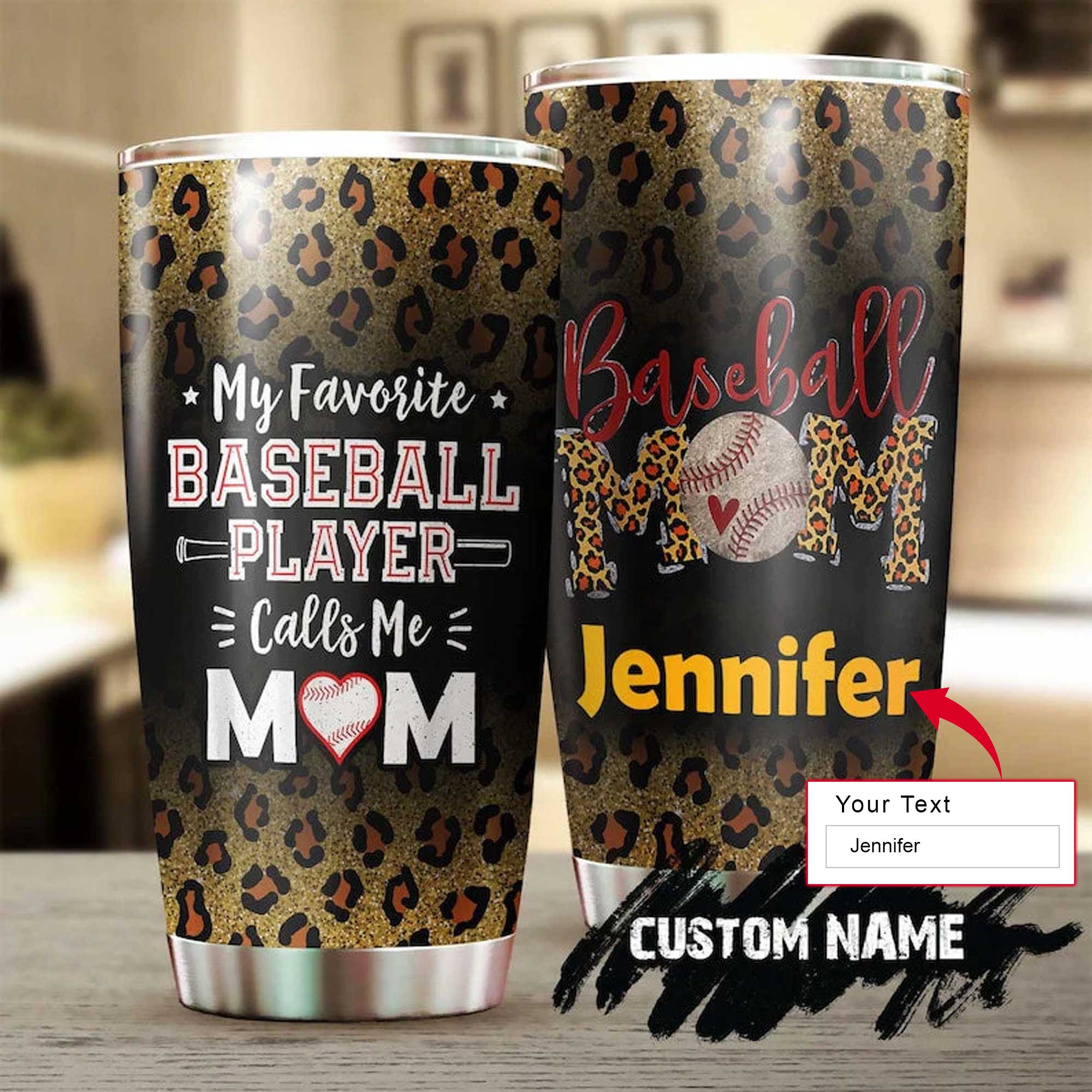 Personalized Mother's Day Gift Tumbler - Custom Gift For Mother's Day, Presents for Mom - My Favorite Baseball Player Calls Me Mom Tumbler